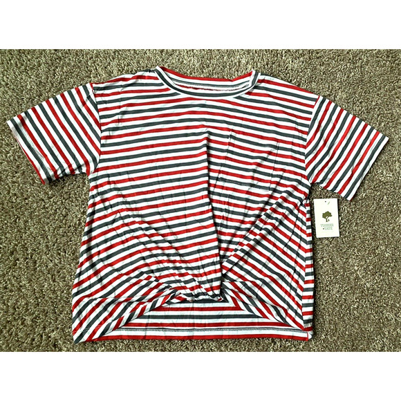 Tucker + Tate Girl's Size L 10/12 Knot Front Tee Multi Stripe Short Sleeve Top - Picture 3 of 8